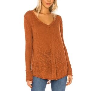 Free People‎ We The Free Copper Orange Ocean Air Hacci Sweater Size Medium